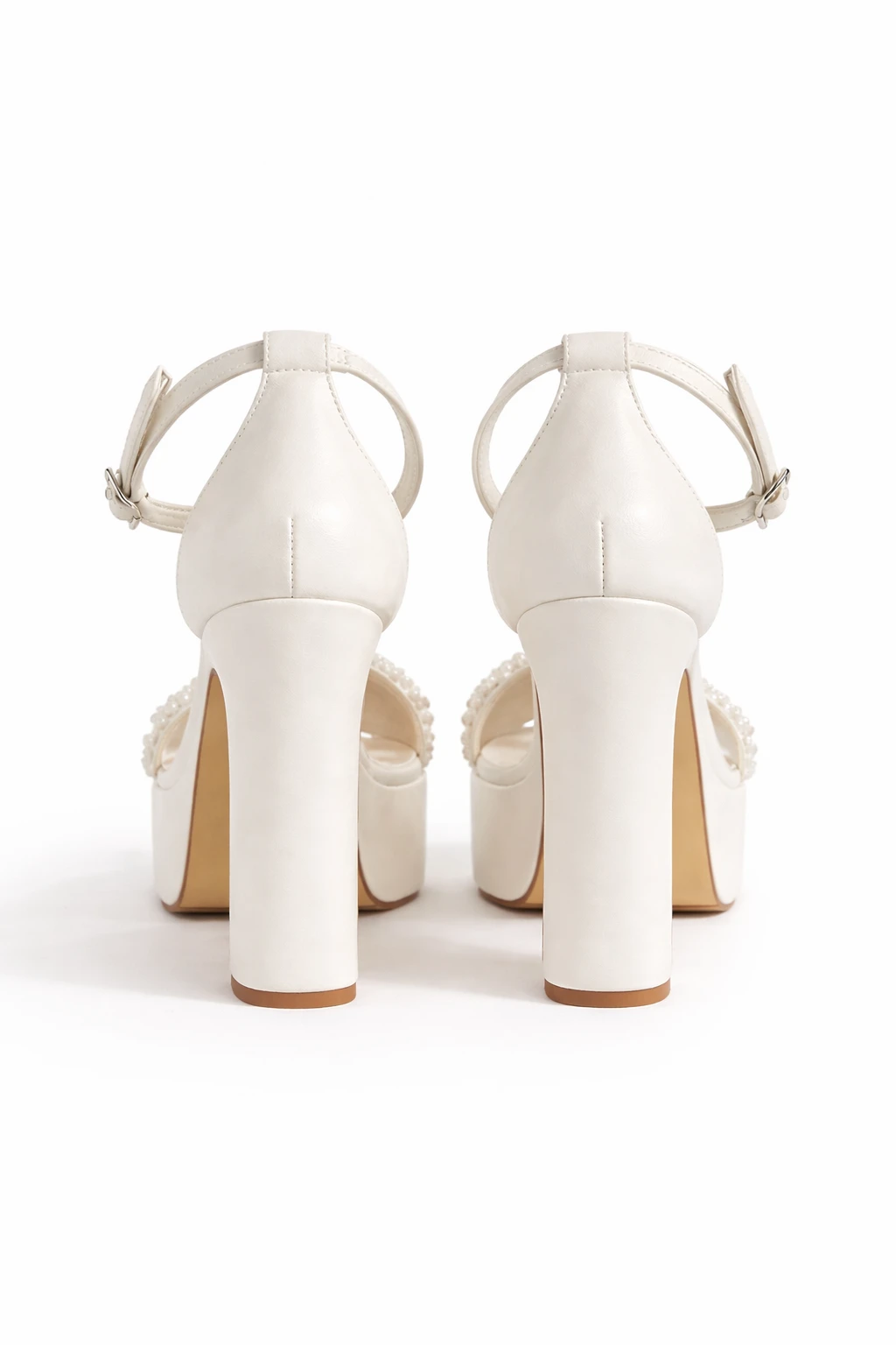 Kadın Platform Topuklu Ayakkabı Manu İnci Beyazı - Görsel 3