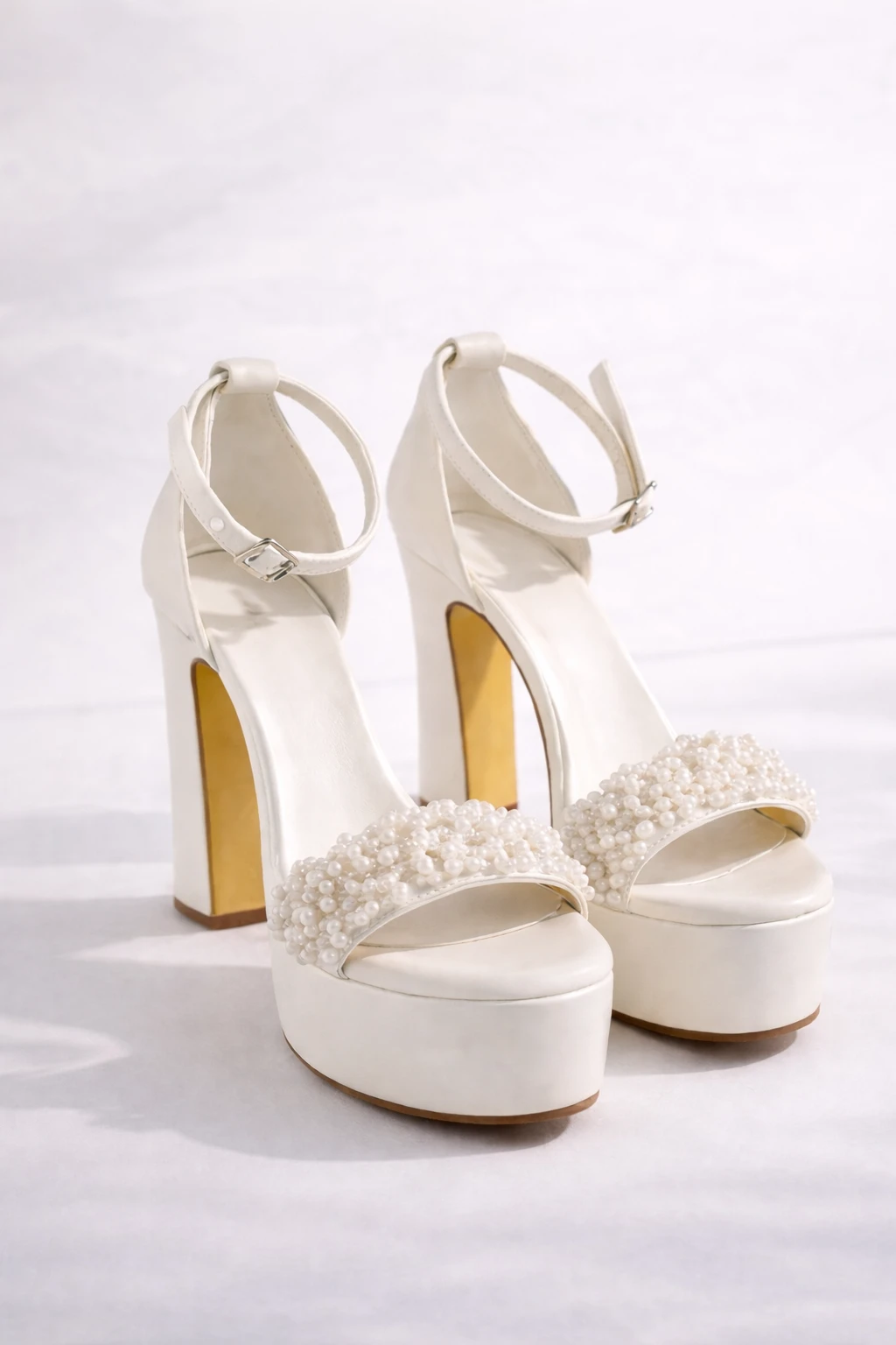 Kadın Platform Topuklu Ayakkabı Manu İnci Beyazı - Görsel 2