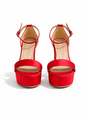 Alternative view of Kadın Platform Topuklu Ayakkabı Liora Kırmızı Saten