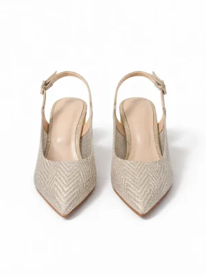 Kadın Stiletto Sivri Burun Topuklu Ayakkabı Meloni Gold