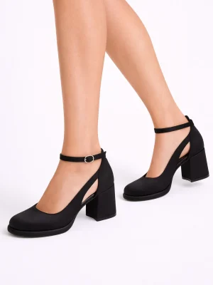 Kadın Mary Jane Topuklu Ayakkabı Daisy Siyah Saten