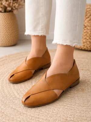 Kadın Hakiki Deri Sandalet Karia Taba