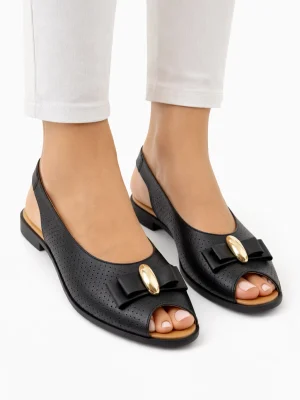 Kadın Hakiki Deri Sandalet Grove Siyah