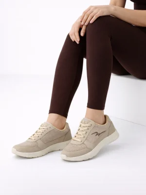 Kadın Sneaker Spor Ayakkabı Bağcıklı Bej