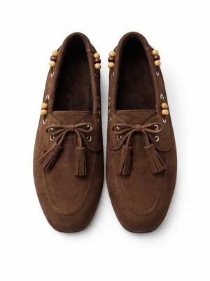 Kadın Babet Ayakkabı Avessa Püsküllü Acı Kahve Süet