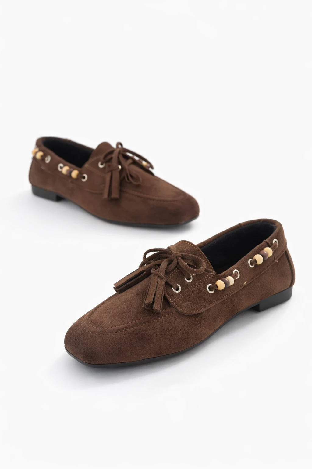 Kadın Babet Ayakkabı Avessa Püsküllü Acı Kahve Süet - Görsel 3