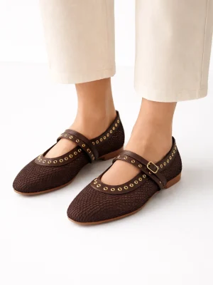 Kadın Babet Ayakkabı File Linga Acı Kahve