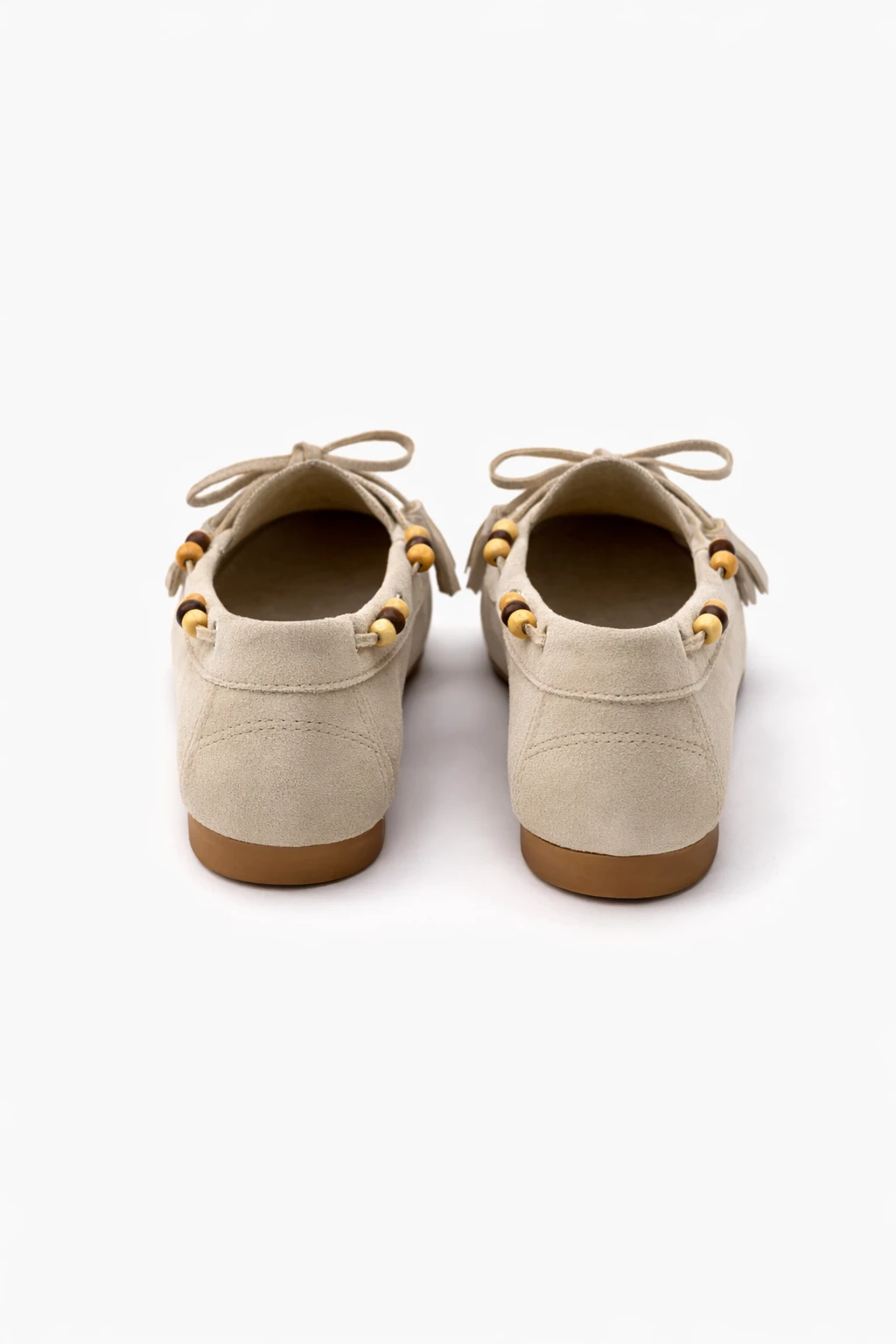 Kadın Babet Ayakkabı Avessa Püsküllü Kum Beji Süet - Görsel 3