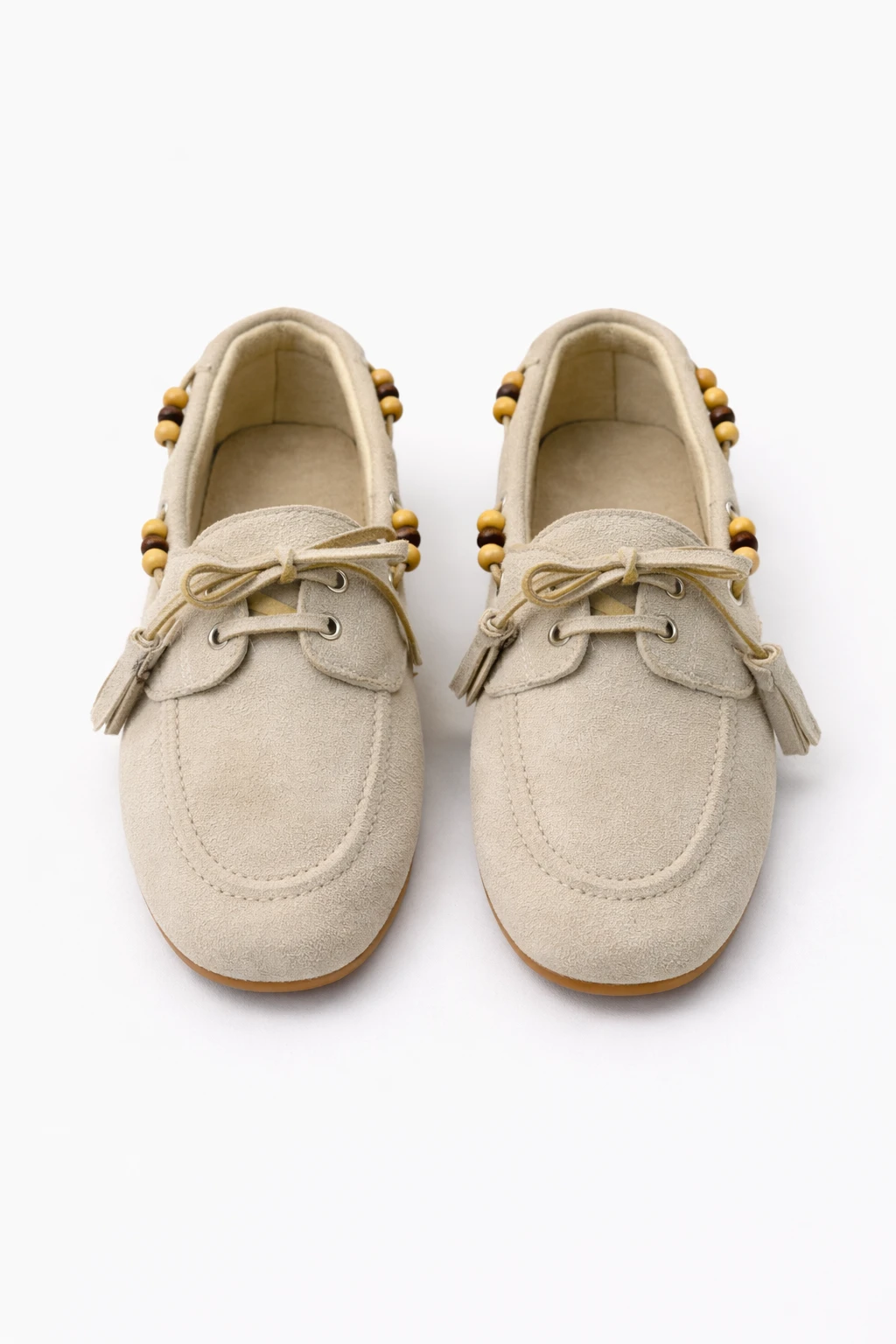 Kadın Babet Ayakkabı Avessa Püsküllü Kum Beji Süet - Görsel 4