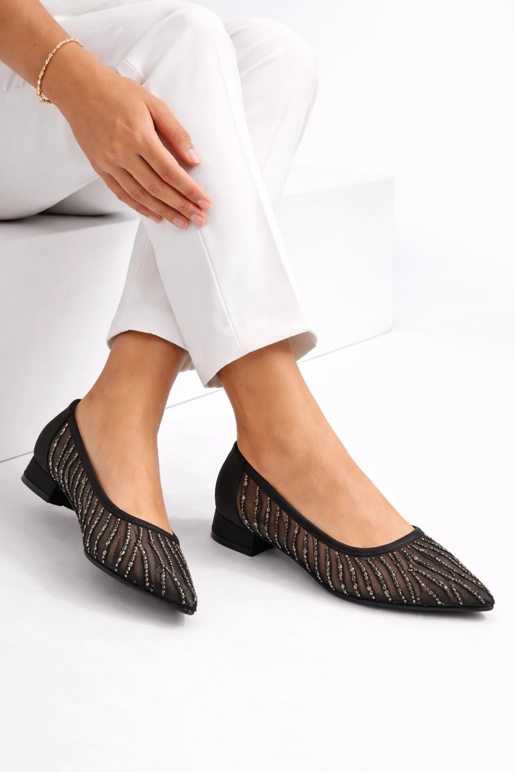 Kadın Babet Tül Sienna Taşlı Siyah