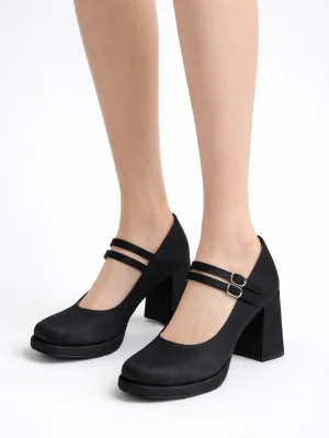 Alternative view of Kadın Mary Jane Topuklu Ayakkabı Sailor Siyah Saten