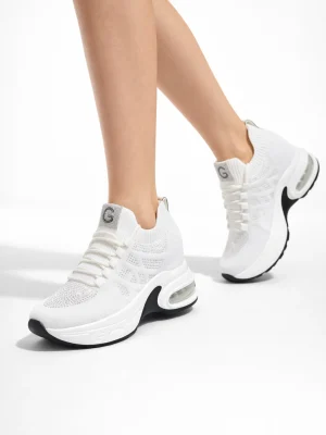 Kadın Spor Ayakkabı Guja Bağcıklı Beyaz Taşlı