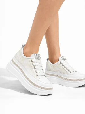 Kadın Spor Ayakkabı Guja Beyaz Dantel Taşlı