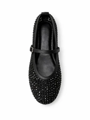 Kadın Babet Ayakkabı Linda Siyah Boncuklu