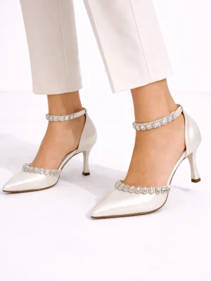 Kadın Stiletto Sivri Burun Topuklu Ayakkabı Tinker Beyaz