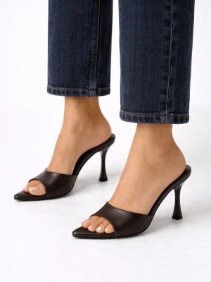 Kadın Sivri Burun Topuklu Terlik Bella Acı Kahve