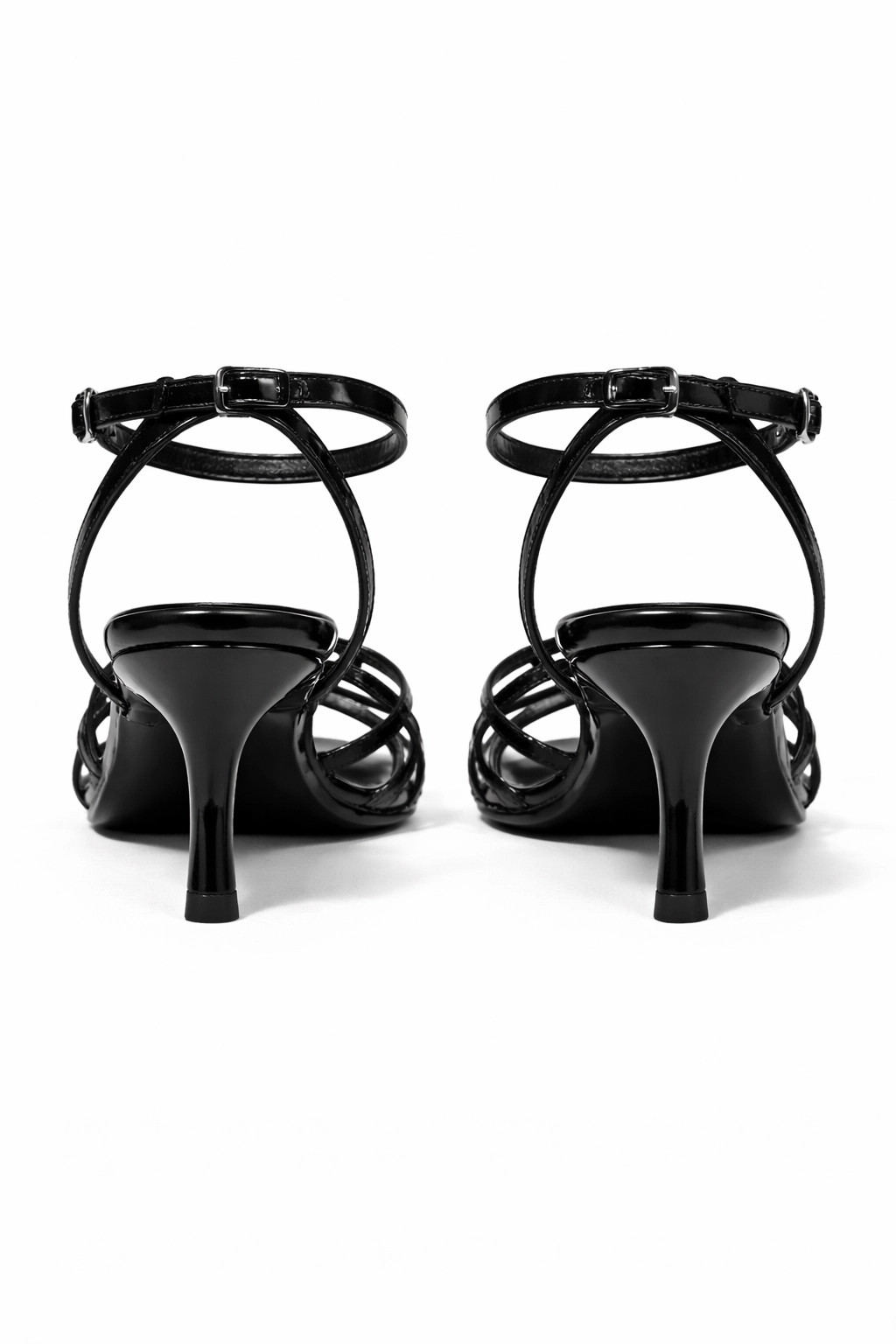 Kadın Sandalet Çapraz Bantlı Velisse Rugan Siyah - Görsel 4