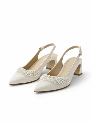 Alternative view of Kadın Sivri Burun Topuklu Ayakkabı Pienna Beyaz Saten