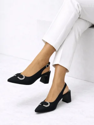 Kadın Stiletto Sivri Burun Topuklu Ayakkabı Glamour Siyah