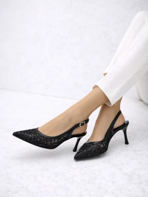 Kadın Stiletto Sivri Burun Topuklu Ayakkabı Kaela Siyah