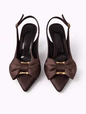 Kadın Stiletto Sivri Burun Topuklu Ayakkabı Flora Acı Kahve
