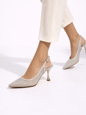 Kadın Stiletto Sivri Burun Topuklu Ayakkabı Pennia Gümüş