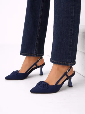 Kadın Stiletto Sivri Burun Topuklu Ayakkabı Rosa Lacivert