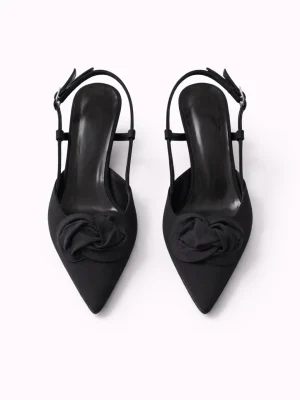 Kadın Stiletto Sivri Burun Topuklu Ayakkabı Rosa Siyah