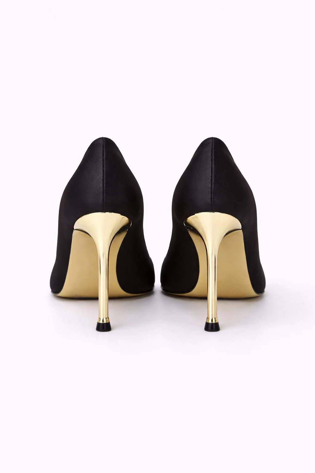 Kadın Stiletto Sivri Burun Topuklu Ayakkabı Phanton Siyah Saten - Görsel 3