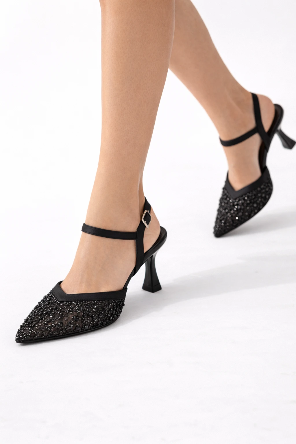 Kadın Stiletto Sivri Burun Topuklu Ayakkabı Sara Siyah - Görsel 4