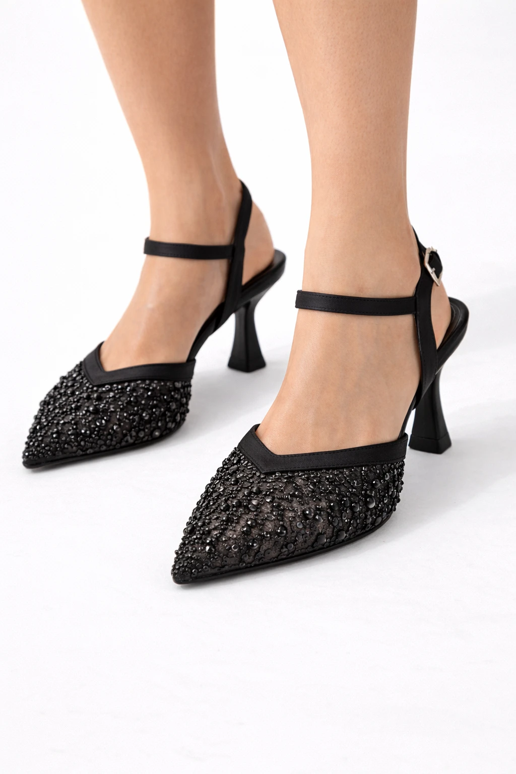 Kadın Stiletto Sivri Burun Topuklu Ayakkabı Sara Siyah