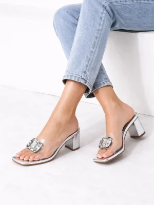 Kadın Terlik Raquel Taşlı Şeffaf Lame