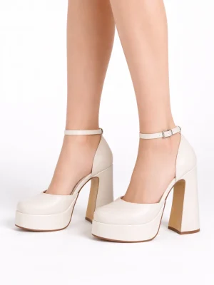 Kadın Platform Topuklu Ayakkabı Monroe İnci Beyazı