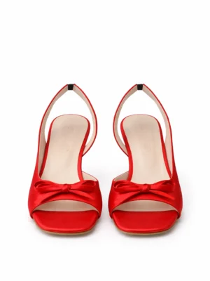Alternative view of Kadın Küt Burun Topuklu Ayakkabı Babe Kırmızı Saten