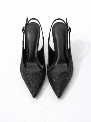 Kadın Stiletto Sivri Burun Topuklu Ayakkabı Doll Siyah