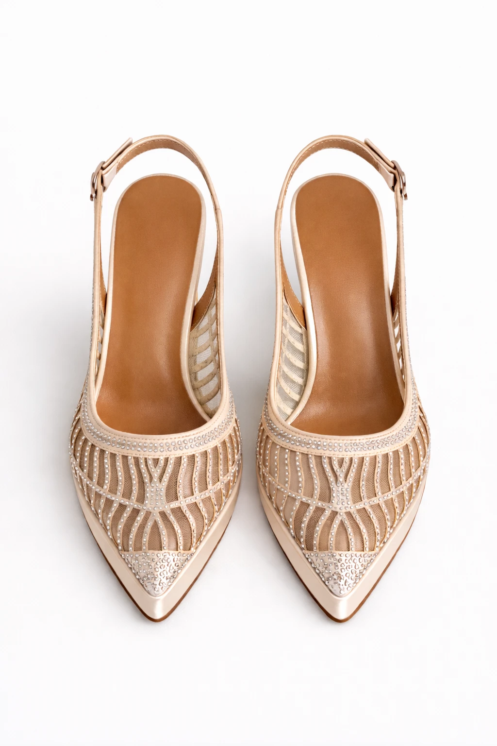 Kadın Platform Topuklu Ayakkabı Mody Ten Rengi Saten - Görsel 3