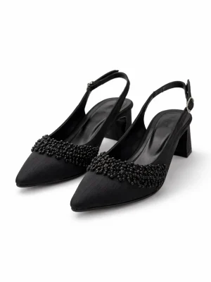 Alternative view of Kadın Stiletto Sivri Burun Topuklu Ayakkabı Pienna Siyah Saten