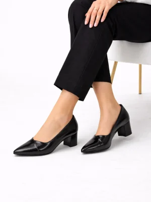 Kadın Stiletto Topuklu Ayakkabı Loren Siyah Rugan